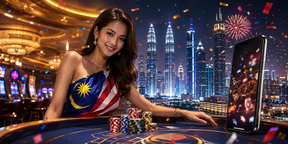 Pemain kasino mudah alih bergaya Malaysia menikmati permainan dari telefon di Kuala Lumpur